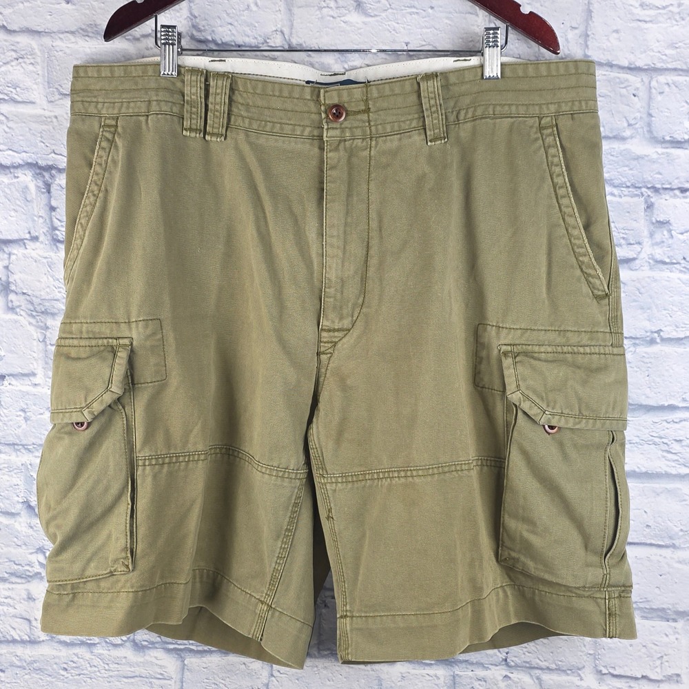 Vintage Polo Ralph Lauren Men Cargo Shorts Green Cotton Utility Twill Size 40